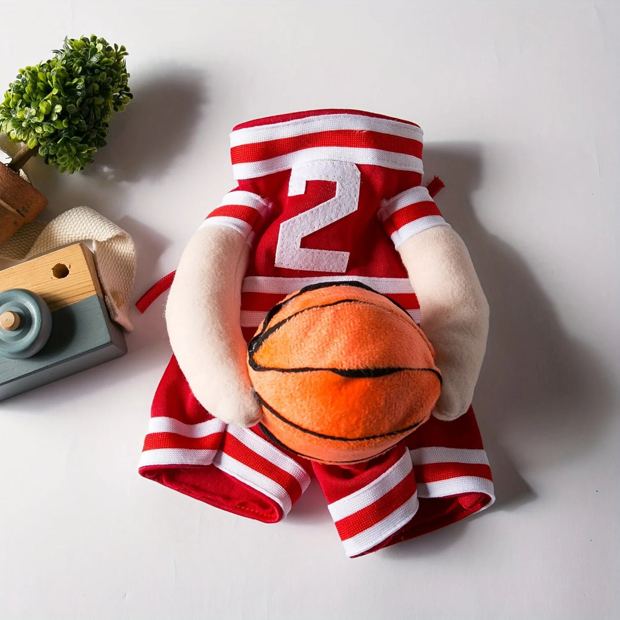 Adjustable Dog Basketball Player Costume - Red & White, Passionate Teenager Style, Polyester, Funny Sports Outfit with Ball Holder Pocket for Small to Medium Breeds, Perfect for Cosplay & Dress-Up, Pet Costume, Dress Up