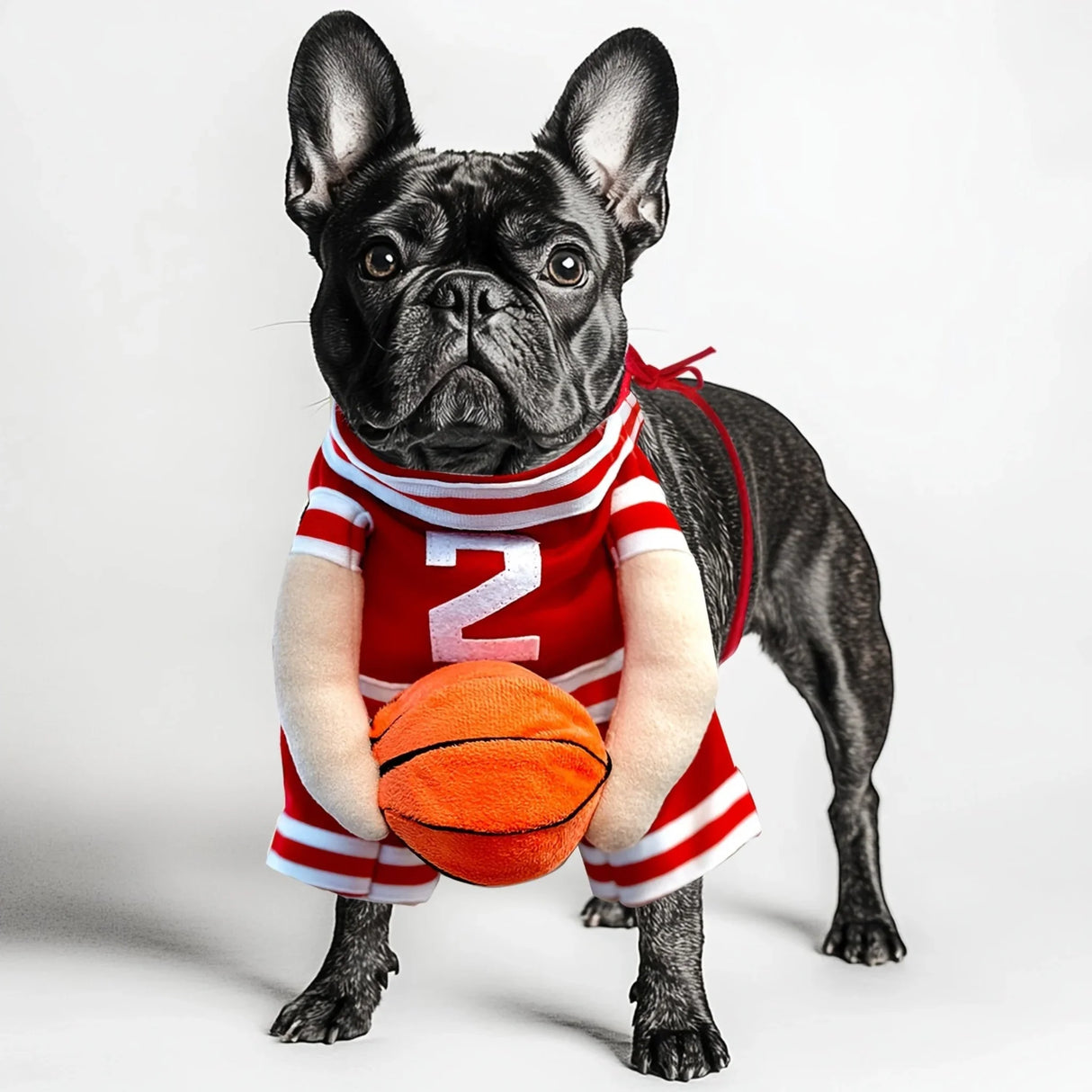 Adjustable Dog Basketball Player Costume - Red & White, Passionate Teenager Style, Polyester, Funny Sports Outfit with Ball Holder Pocket for Small to Medium Breeds, Perfect for Cosplay & Dress-Up, Pet Costume, Dress Up