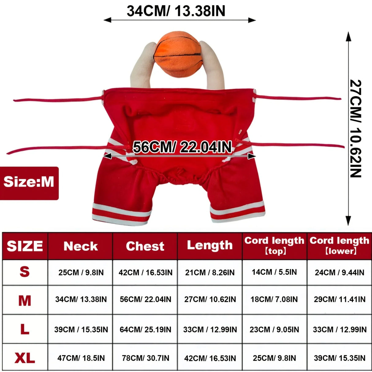 Adjustable Dog Basketball Player Costume - Red & White, Passionate Teenager Style, Polyester, Funny Sports Outfit with Ball Holder Pocket for Small to Medium Breeds, Perfect for Cosplay & Dress-Up, Pet Costume, Dress Up