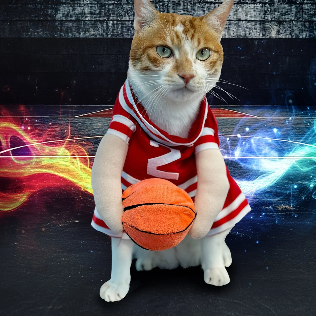 Adjustable Dog Basketball Player Costume - Red & White, Passionate Teenager Style, Polyester, Funny Sports Outfit with Ball Holder Pocket for Small to Medium Breeds, Perfect for Cosplay & Dress-Up, Pet Costume, Dress Up