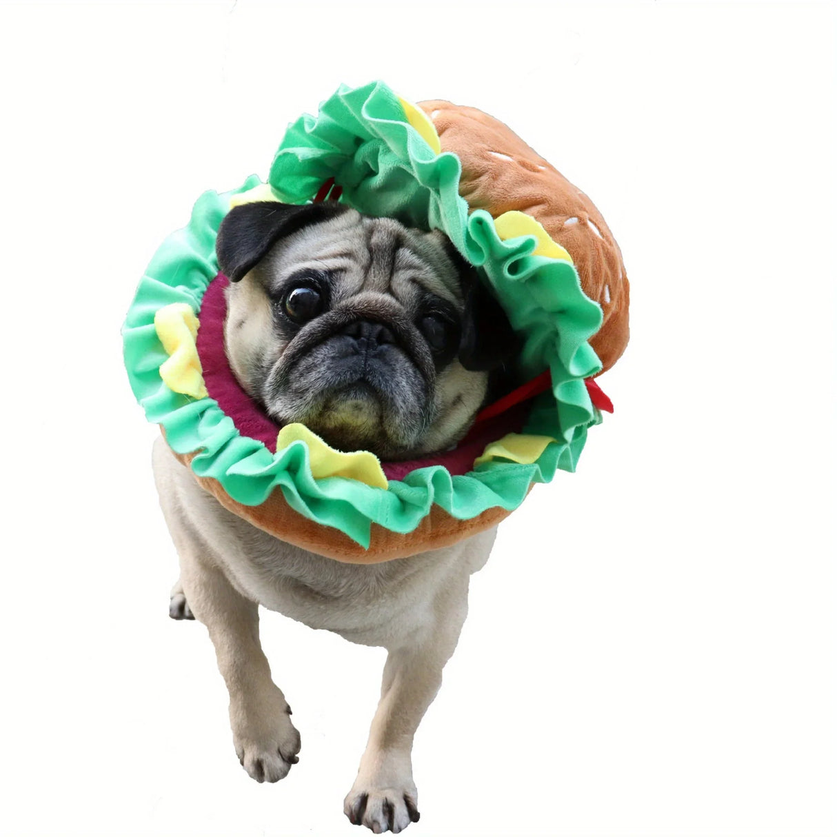 Dog Cat Hamburger Headgear Collar Hat Cartoon Pet Accessories Clothes Funny Costume Elizabethan Ring