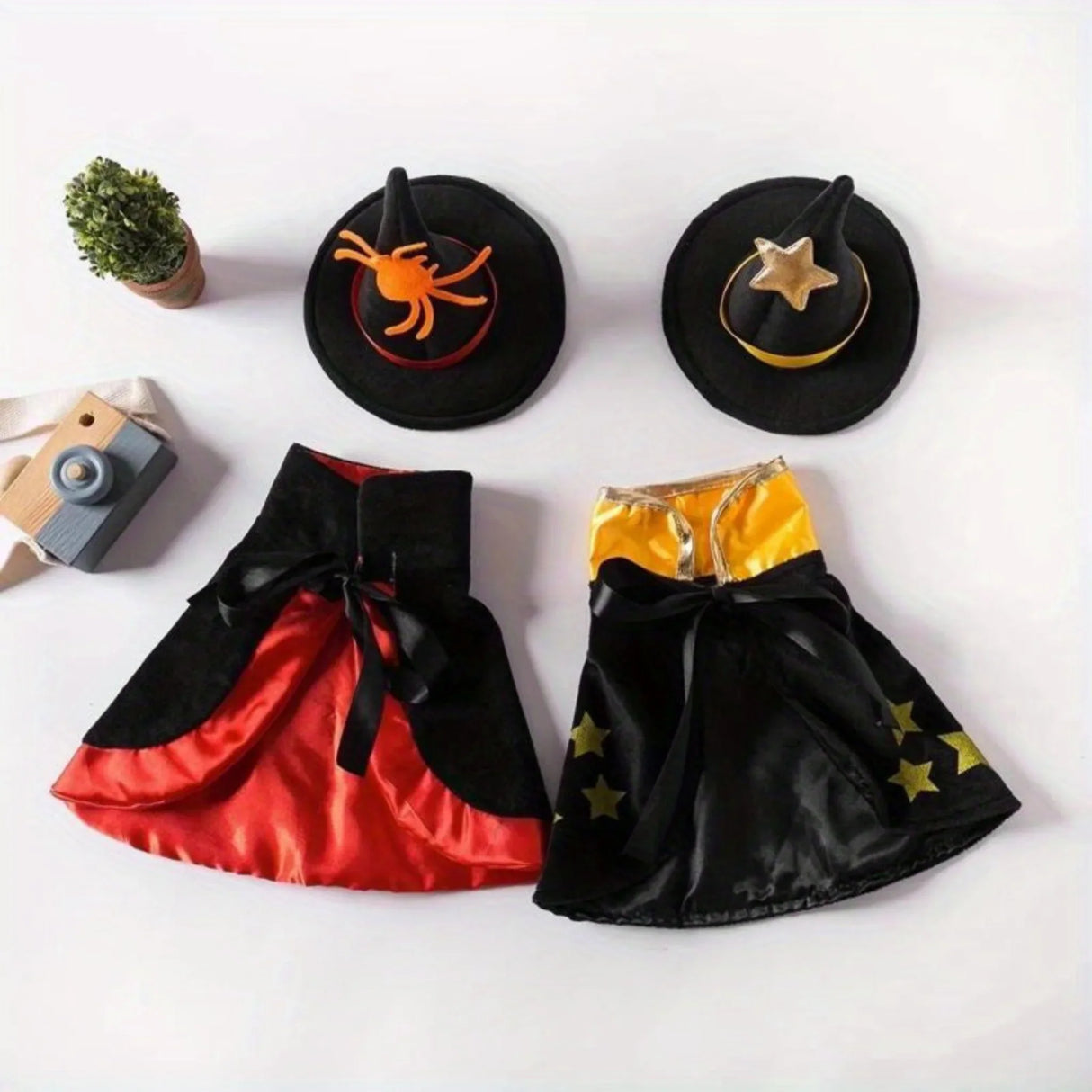 Halloween Pet Costume - Cute Wizard Outfit with Black Hat & Cape, Soft Polyester Costume for Small Dogs, Puppies, Cats - Easy-to-Wear Halloween Party Costume for Trick-or-Treat, Photo Shoots - Perfect for Halloween Celebratio