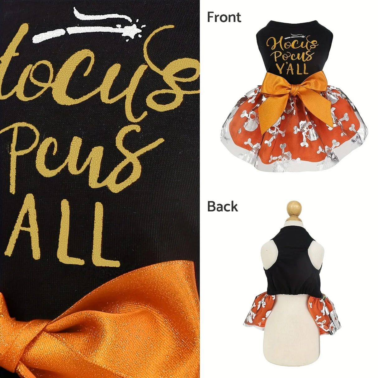 Funny Dog Halloween Tulle Dress, Holiday Dog Clothes For Small Dogs Girl, Funny Pirate Skull Pet Costume, Witch Cat Outfit