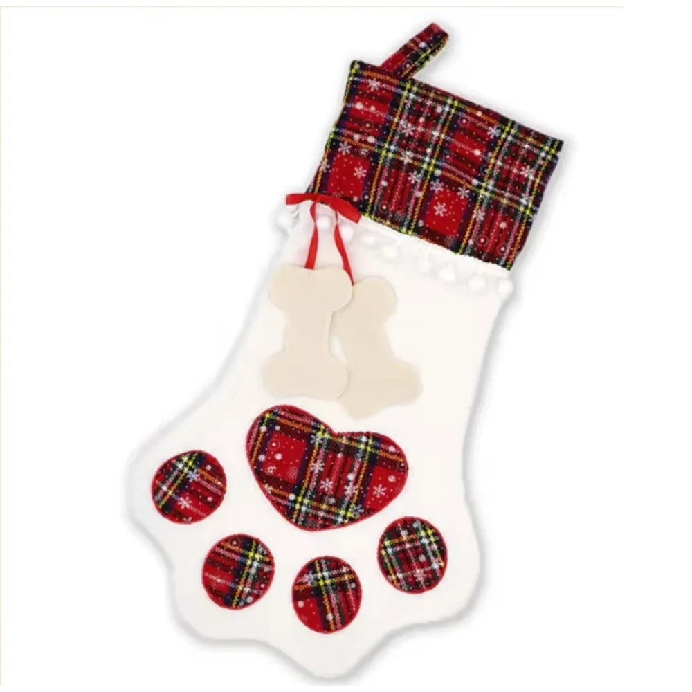 Christmas Stockings Christmas Decoration Gifts for Family, Santa, Holiday, Pet, Dog Paw Stockings
