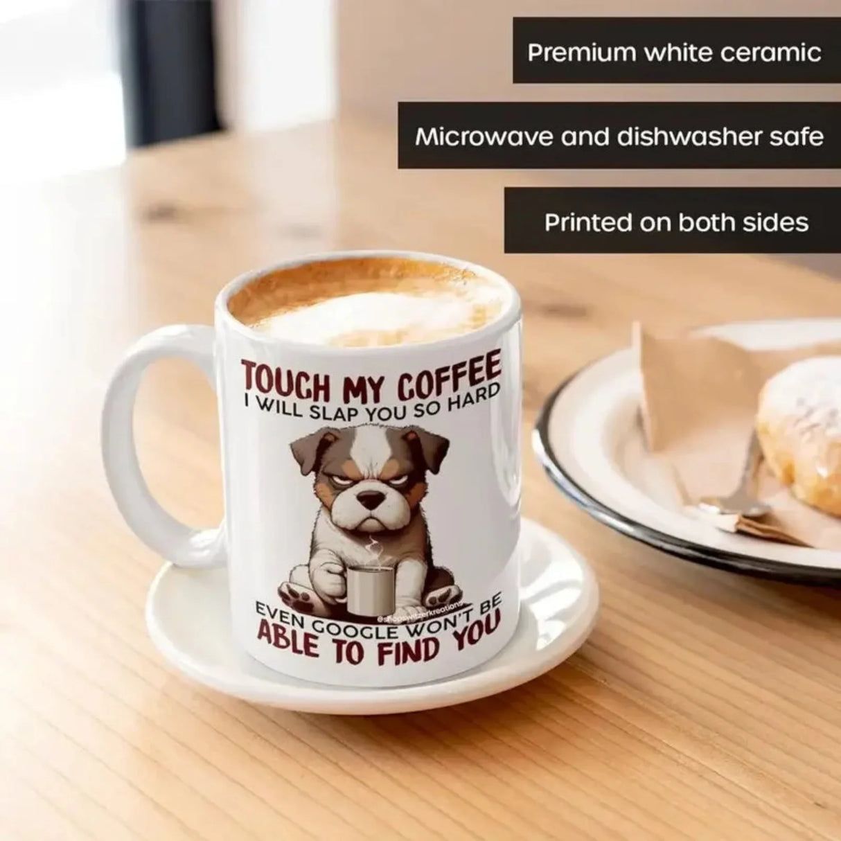 1pc 3A grade 11oz ceramic White Ceramic Coffee Mug With Dog Pattern,Suitable For Daily Drinking Christmas Thanksgiving Halloween