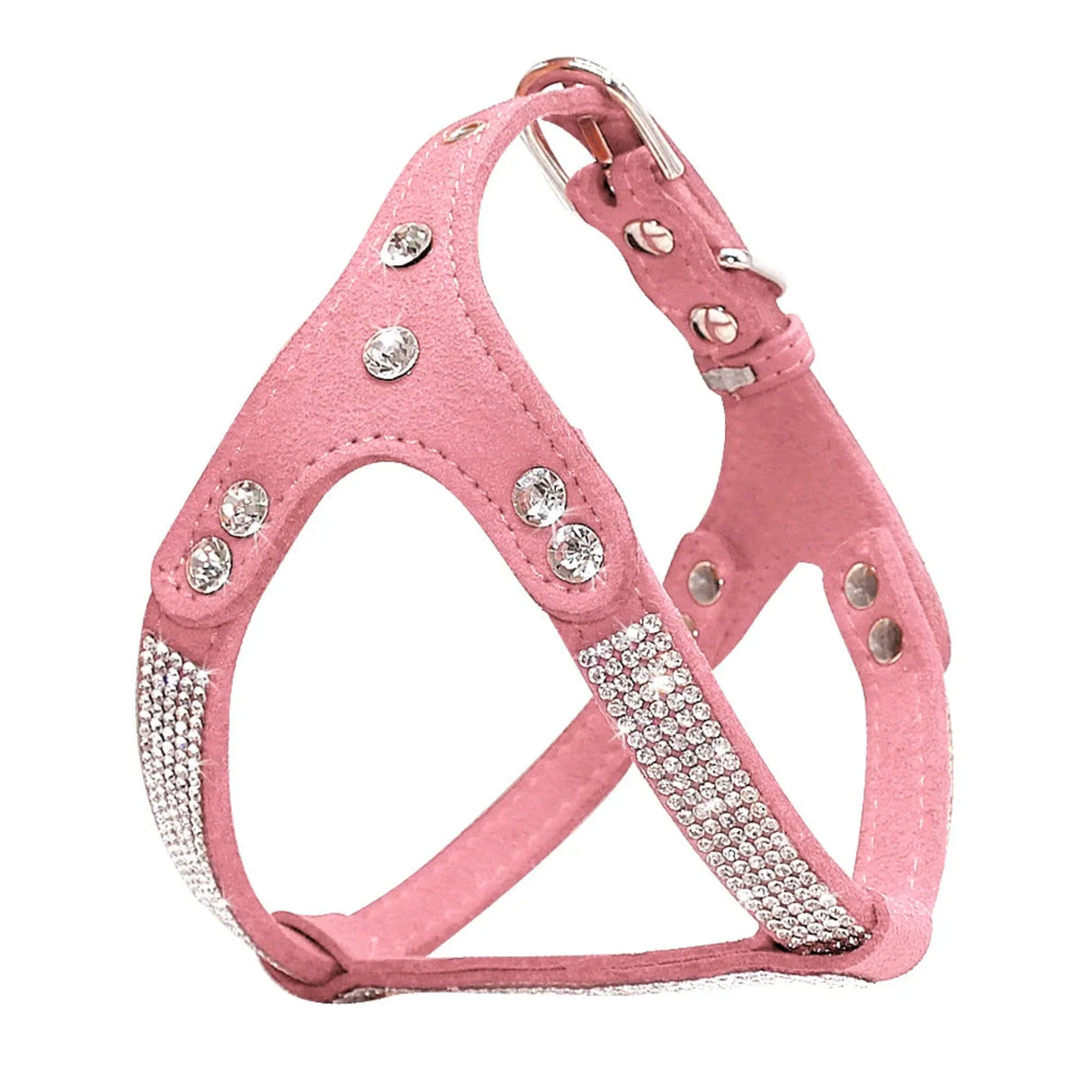 Rhinestone French Bulldog Harness Bling Suede Leather Puppy Dogs Harness Crystal Cat Small Dog Vest S M L for Chihuahua Poodle