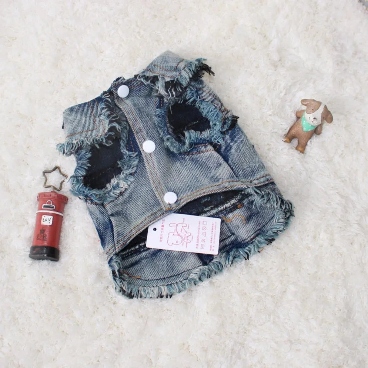 Vintage Washed Denim Jacket for Pets, Lapel Vests, Cool Blue Coat, Small and Medium Puppy Clothes, Classic Hoodie