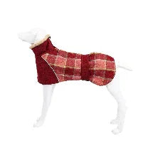 Warm Fleece Winter Big Dog Clothes Fashion Plaid Print  Pet Jacket with Belt for Medium Large Dogs Greyhound Weimaraner Clothing