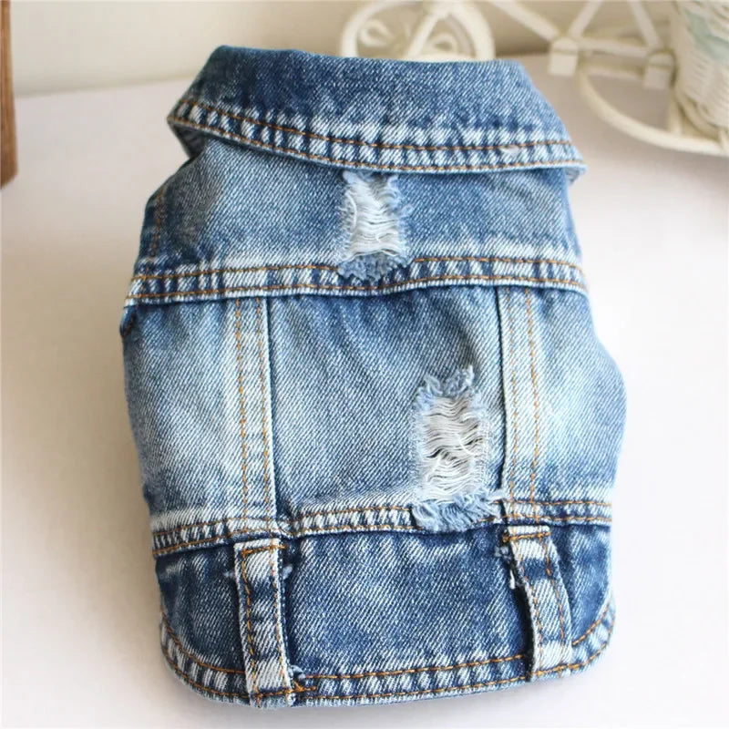 Spring Denim Dog Vest Shih Tzu Clothes for Small Dogs Yorkshire Terrier Puppy Jeans Jacket for Chihuahua Apparel Cat Clothes