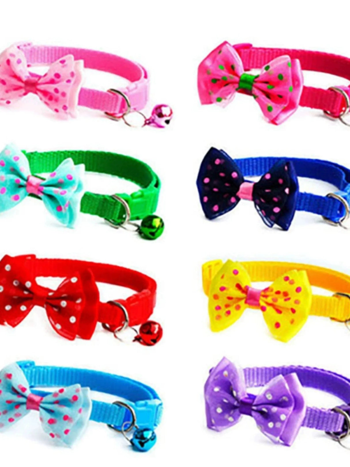 Pet Bell Collar Cat Collar Dog Bell Collar Multicolor Bows Collar Bell Collar Adjustable