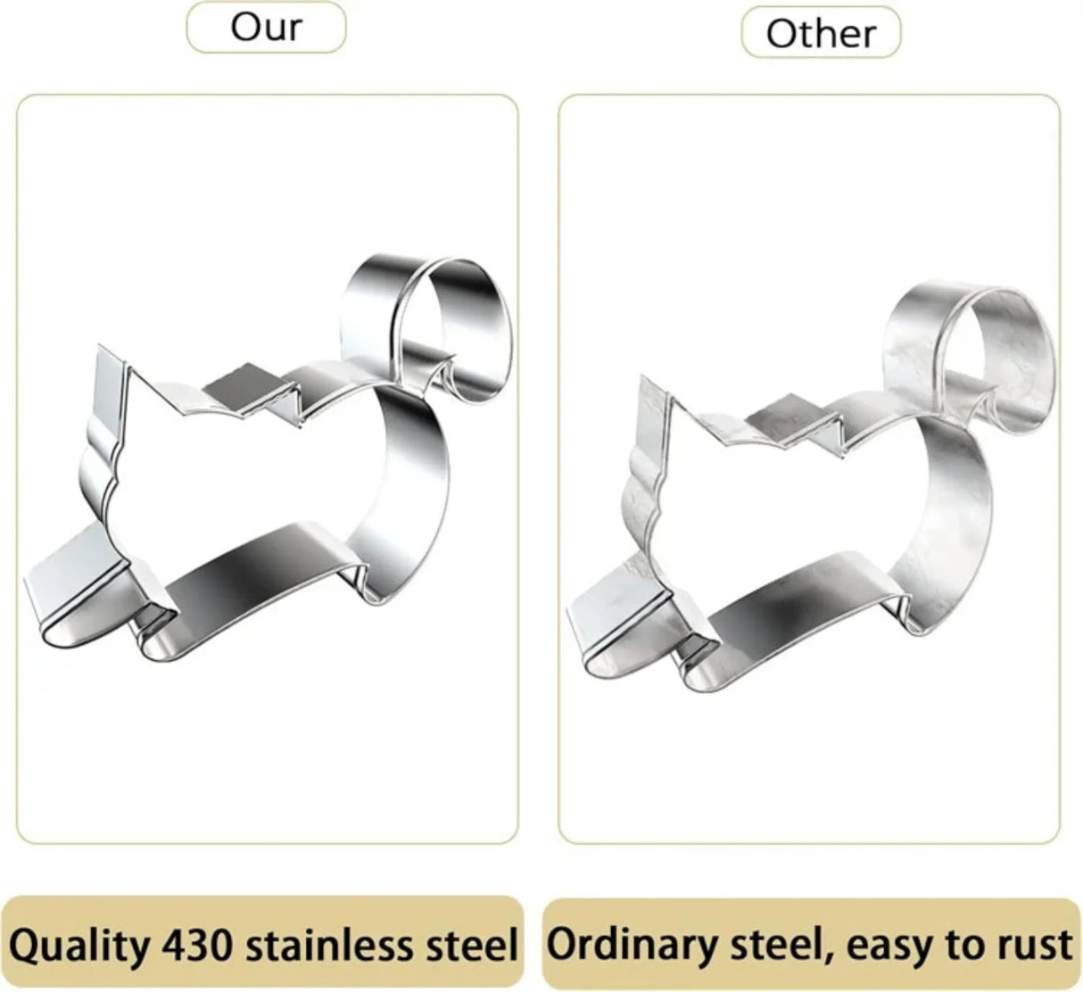 LMETJMA 9Pcs Cute Cat Shaped Cookie Cutter Set Stainless Steel Cat Cookie Biscuits Cutter Molds DIY Baking Fondant Cutter JT382