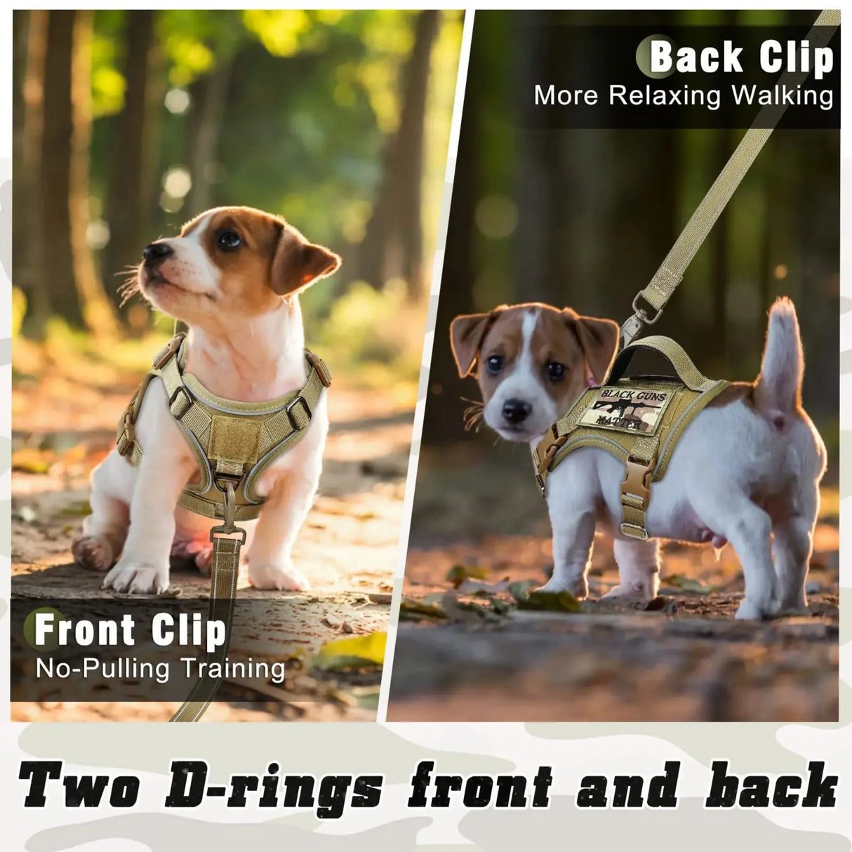Tactical Dog Harness for Small Dogs - Military Service Dog Vest with Vertical Handle and Reflective Vest for Outdoor Training