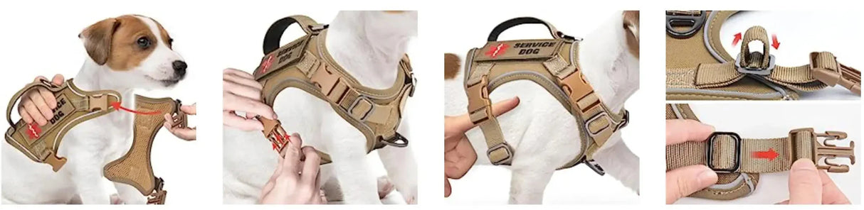 Tactical Dog Harness for Small Dogs - Military Service Dog Vest with Vertical Handle and Reflective Vest for Outdoor Training