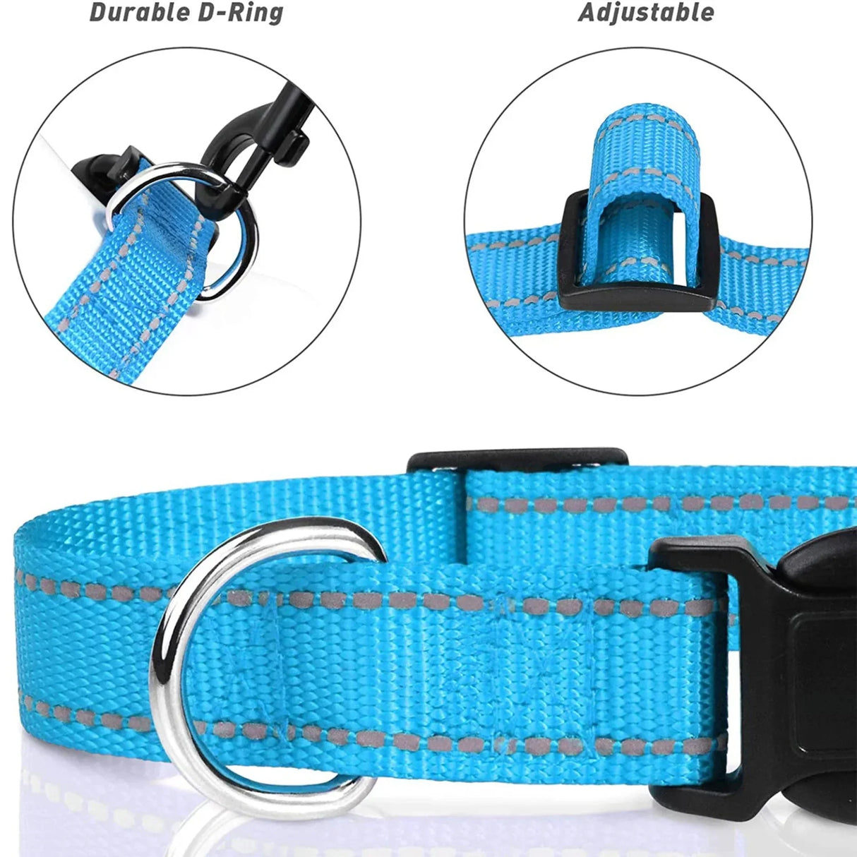 Secure & Adjustable  Dog Collar - High-Visibility Reflective Nylon, Perfect for Nighttime Safety, Comfort Fit with Quick Release