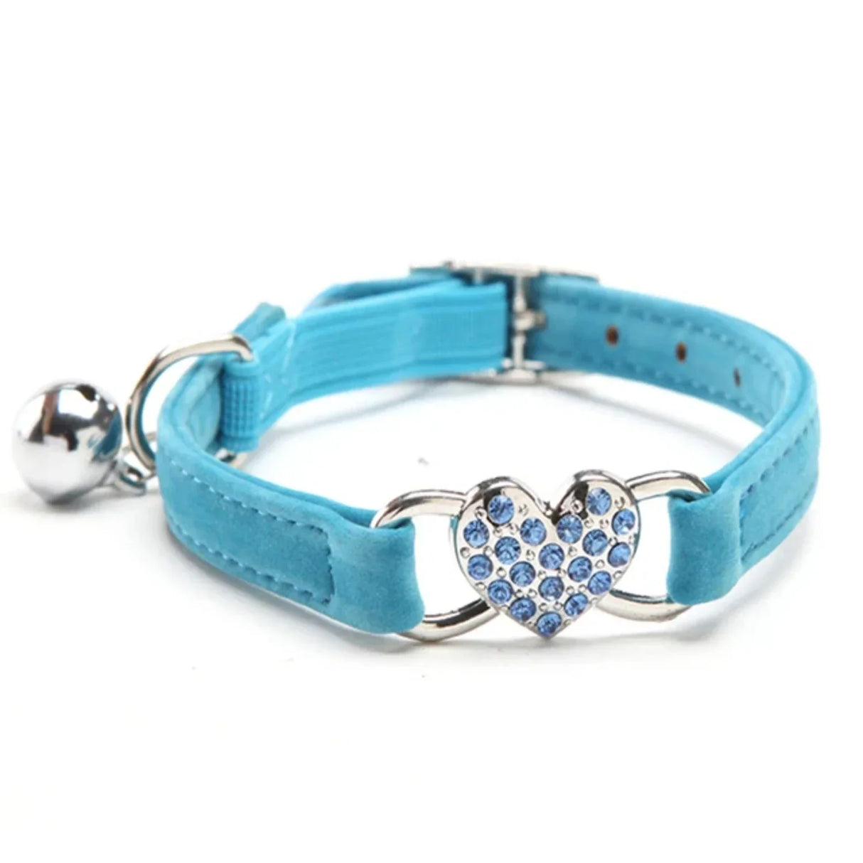 Heart Charm And Bell Cat Collar Safety Elastic Adjustable With Soft Velvet  8 Colors Pet Product Small Dog Collar