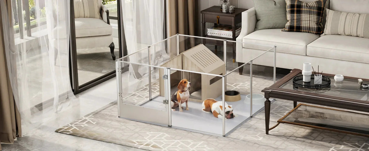 Extra Large Dog Playpen Acrylic Enclosure Pet Animal Bunny Ferrets Dog Fence Cage Pet Whelping Box with Waterproof Fertility Pad