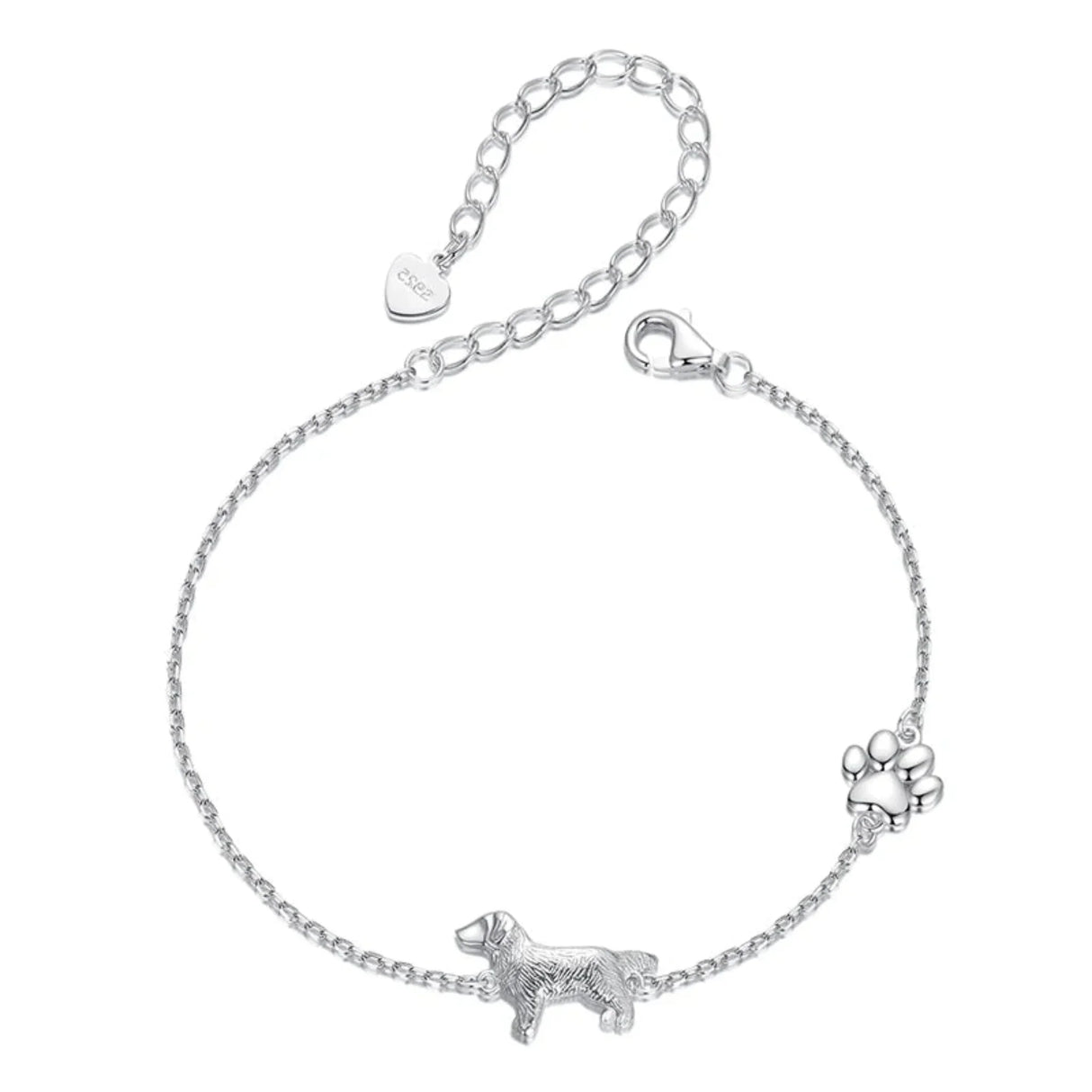 WOSTU Solid 925 Sterling Silver Cute Cat Dog Bracelet For Women Pet Paw Links Girl dachshund Charm Chains Daughter Birthday Gift