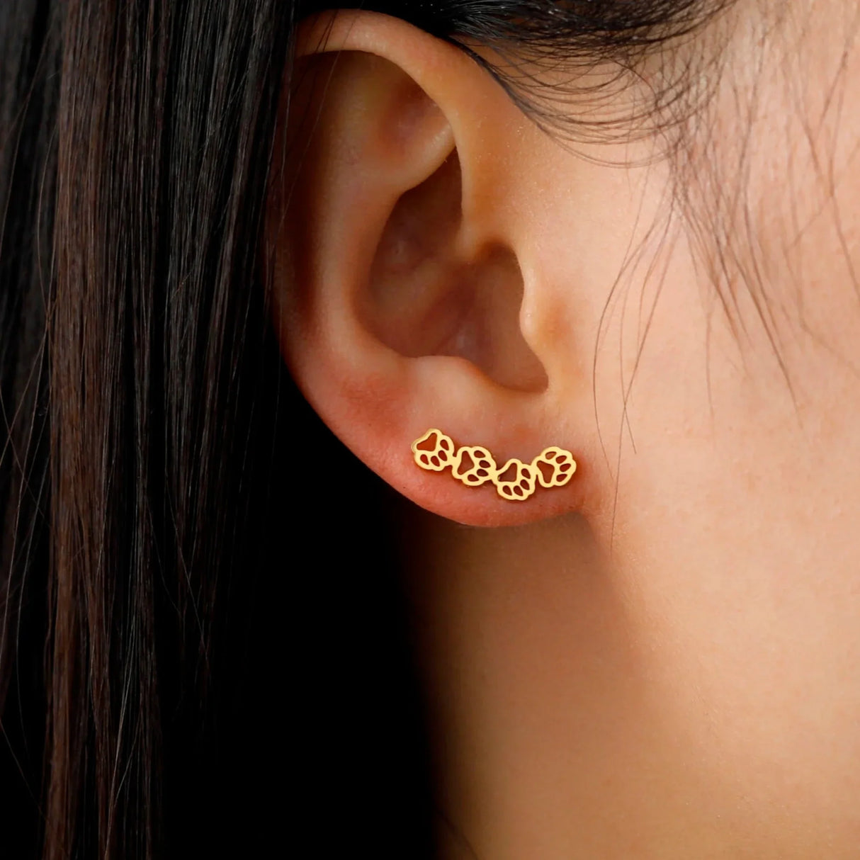 Unift Cute Dog Cat Paw Stud Earrings for Women Fashion Animal Paw Print Jewelry Stainless Steel Accessories Pet Lover Party Gift