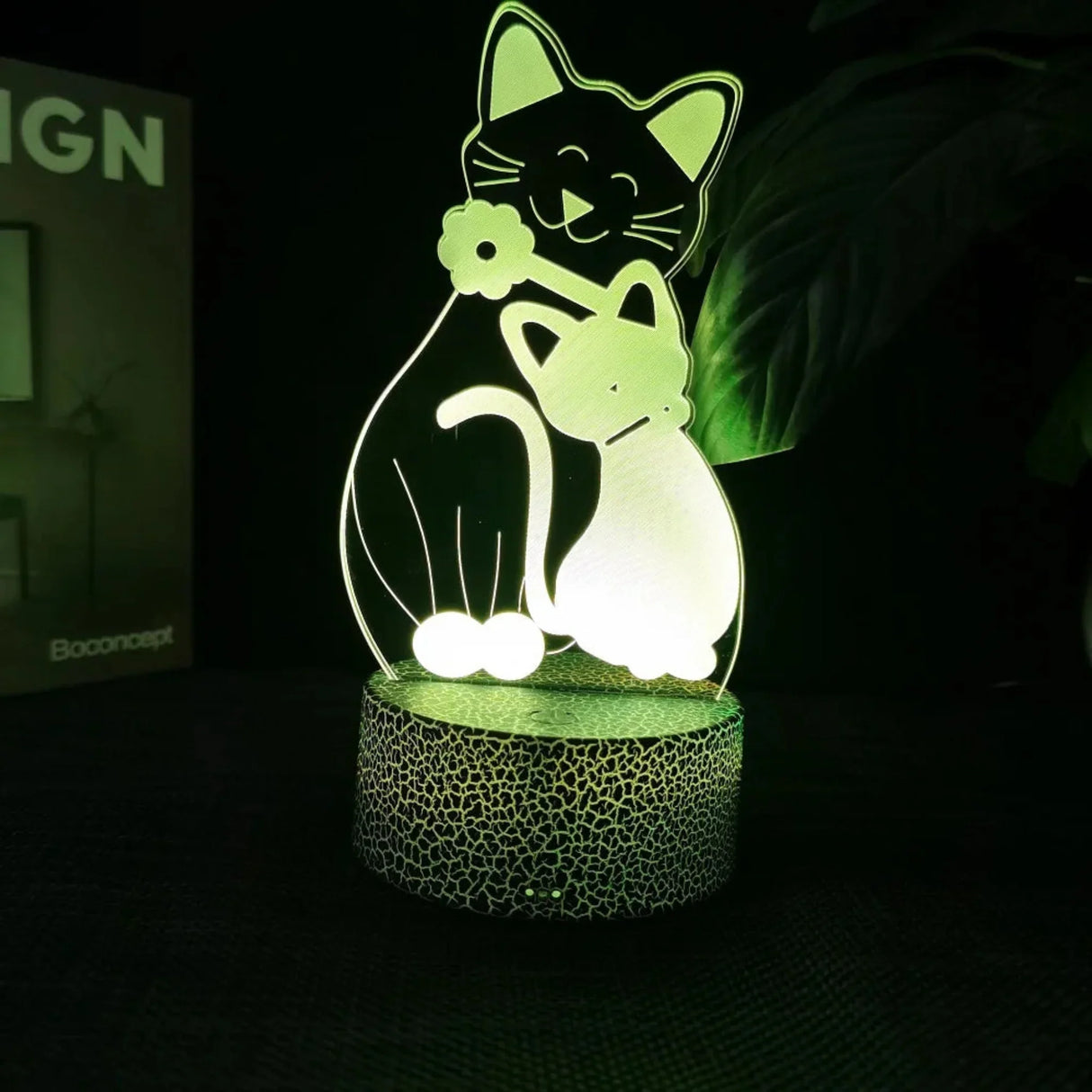 Cheese Cat 3D Illusion Night Light Table Lamp 16 Colors Auto Gradient USB Powered LED Light with Touch Switch Gift for Kids