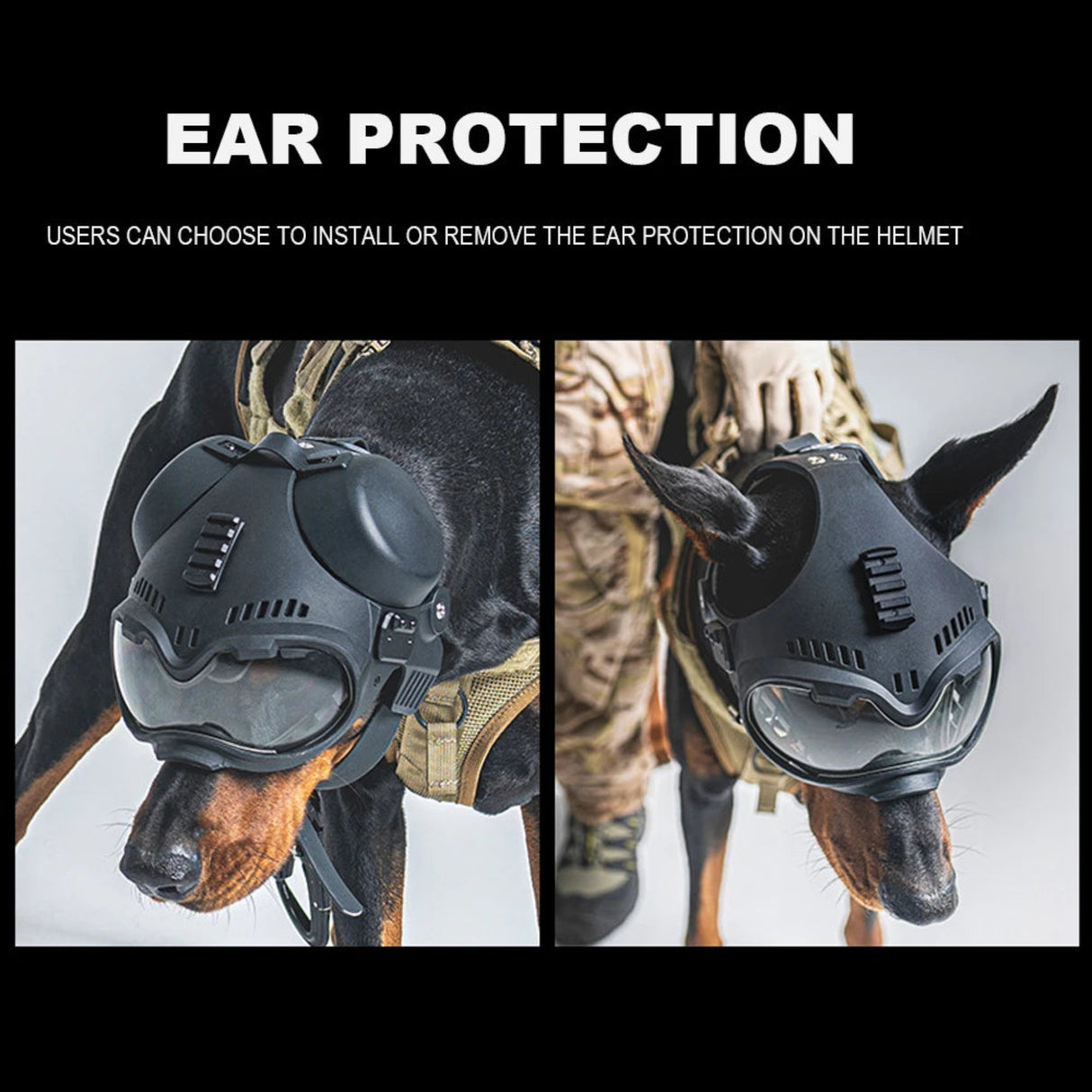 Tactical Dog Training K9 Helmet Military Hunting Large Dog Patrol Dogs Sheepdog Pet Motorcycle Protective Helmet with Goggles