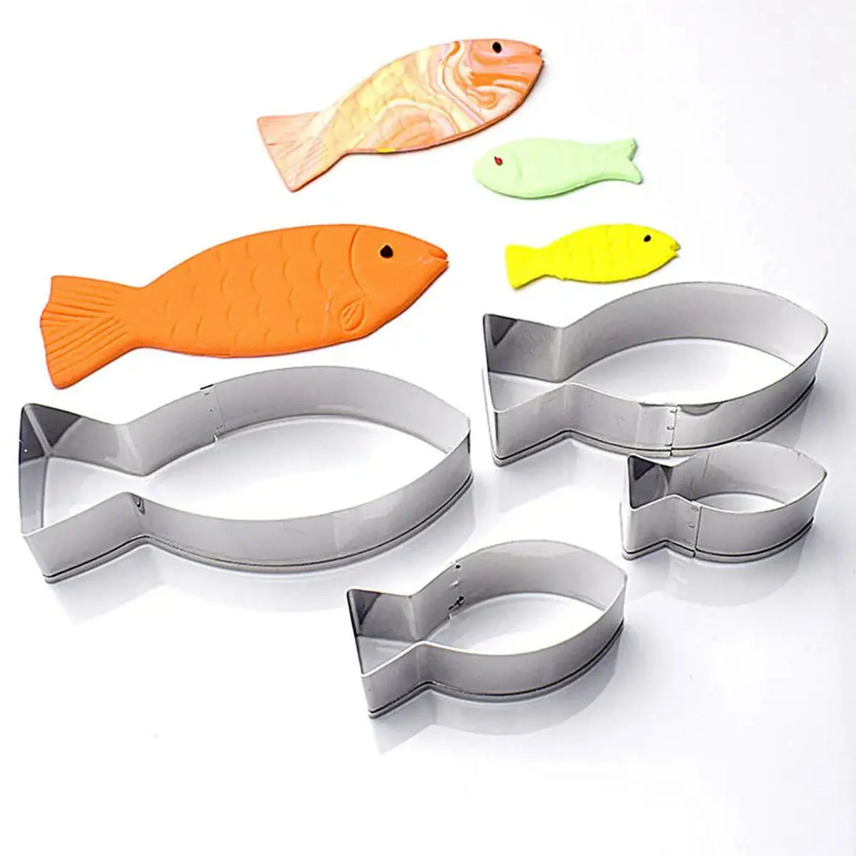 4pcs Fish Cookware Stainless Steel Biscuit Mold Cookie Cutter Fondant Cake Decorating Tools