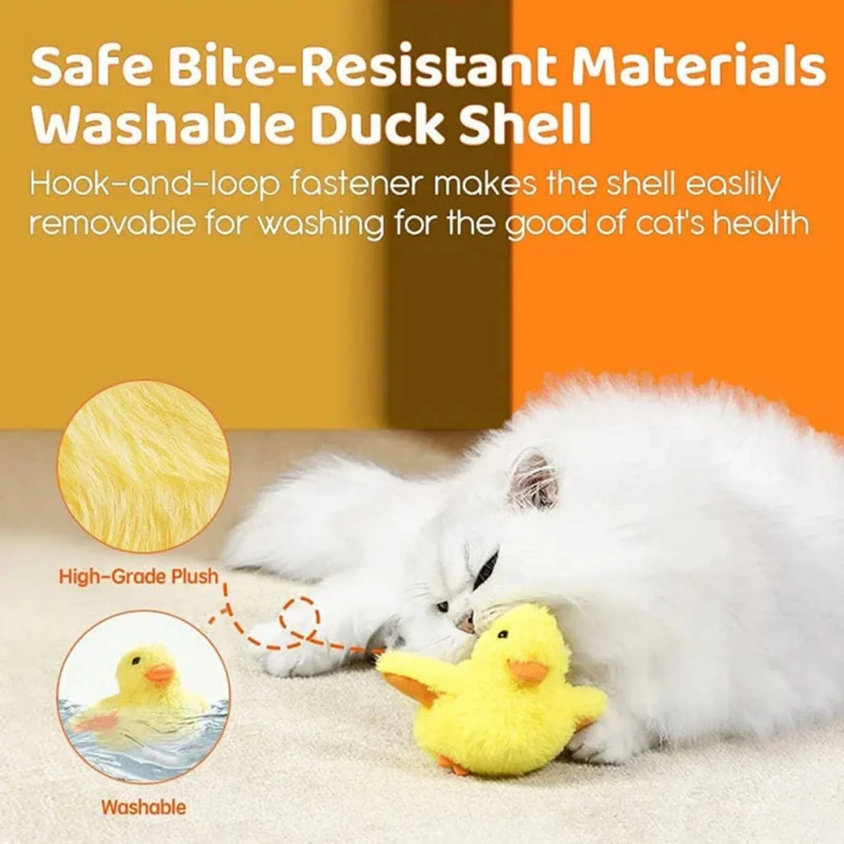 Flapping Duck Cat Toys Interactive Electric Bird Toys Washable Cat Plush Toys with Vibration Sensor Cats Game Toys Kitten