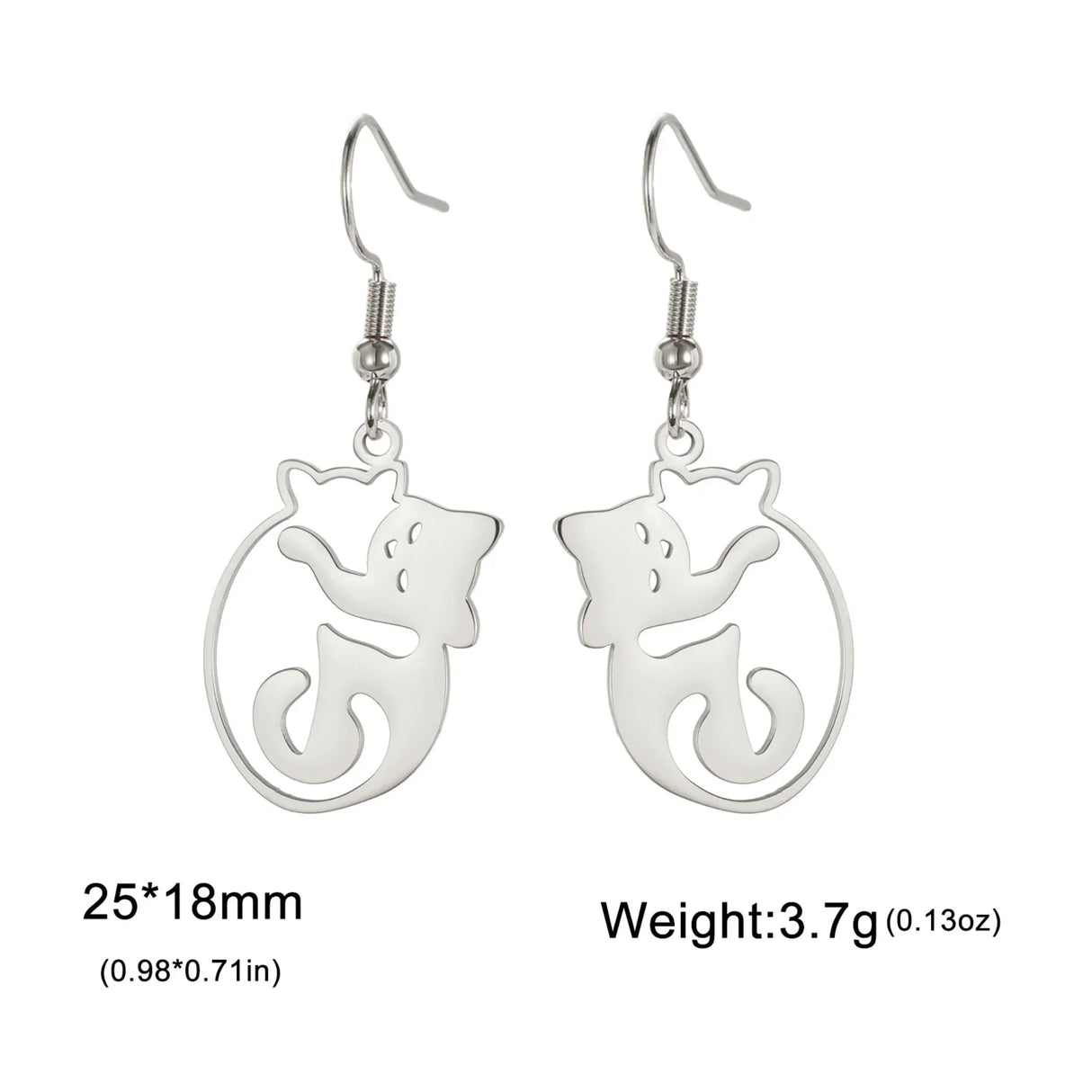 Unift Cute Hugging Cat Earrings for Women Girl Stainless Steel Drop Earrings Fashion Lovely Animal Jewelry Pet Kitten Lover Gift