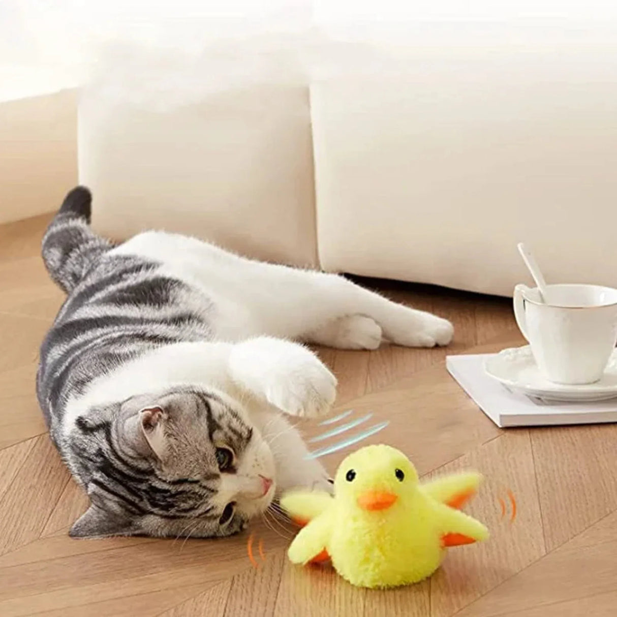 Flapping Duck Cat Toys Interactive Electric Bird Toys Washable Cat Plush Toys with Vibration Sensor Cats Game Toys Kitten