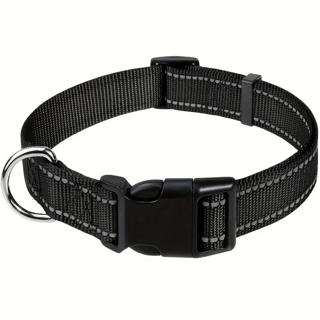 Secure & Adjustable  Dog Collar - High-Visibility Reflective Nylon, Perfect for Nighttime Safety, Comfort Fit with Quick Release