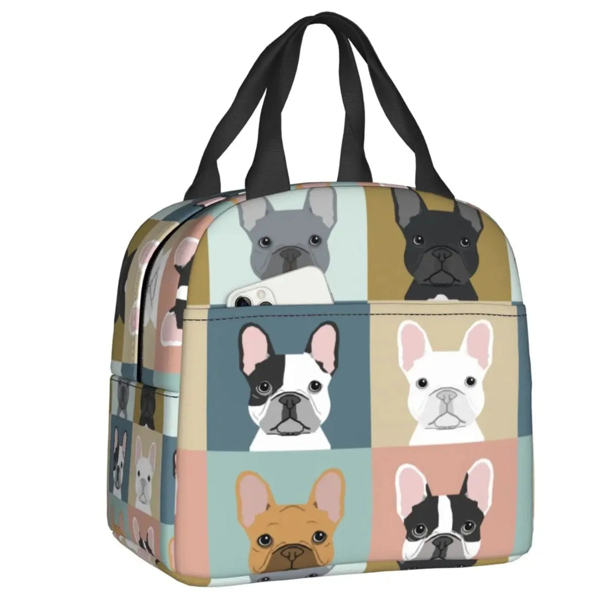 Custom French Bulldog Puppy Thermal Insulated Lunch Bags Women Portable Lunch Container for School Multifunction Food Box