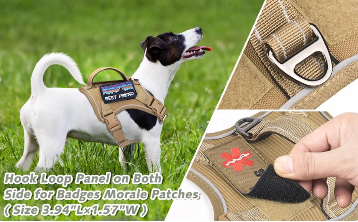 Tactical Dog Harness for Small Dogs - Military Service Dog Vest with Vertical Handle and Reflective Vest for Outdoor Training