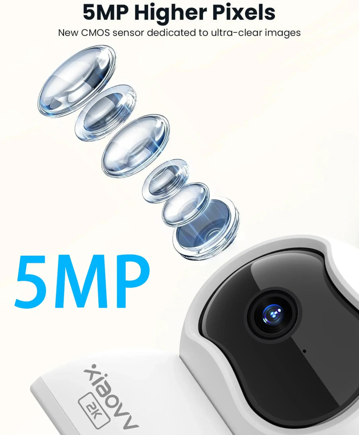 XIAOVV 1PCS Pet Camera Dog Cat Camera 360°/5MP with Mobile App WiFi Baby Camera Monitor for Home Indoor Security