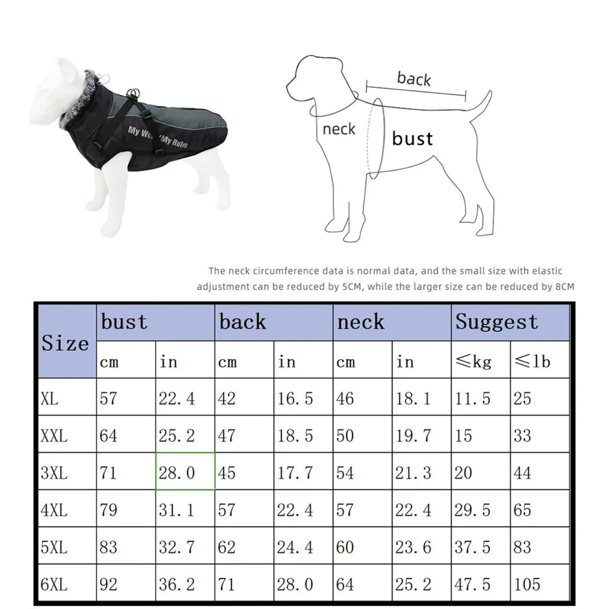 Stay Dry in Style  Waterproof Large Dog Clothes with Warm Furry Collar