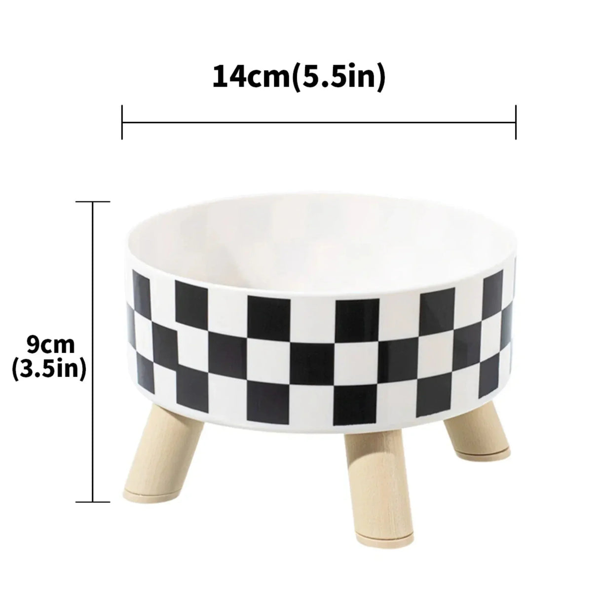 Pet Cat and Dog Plastic Bowl with Polka Dot Checkerboard Pattern, Non-slip and Easy To Clean Large Capacity Not Easy To Tip Over
