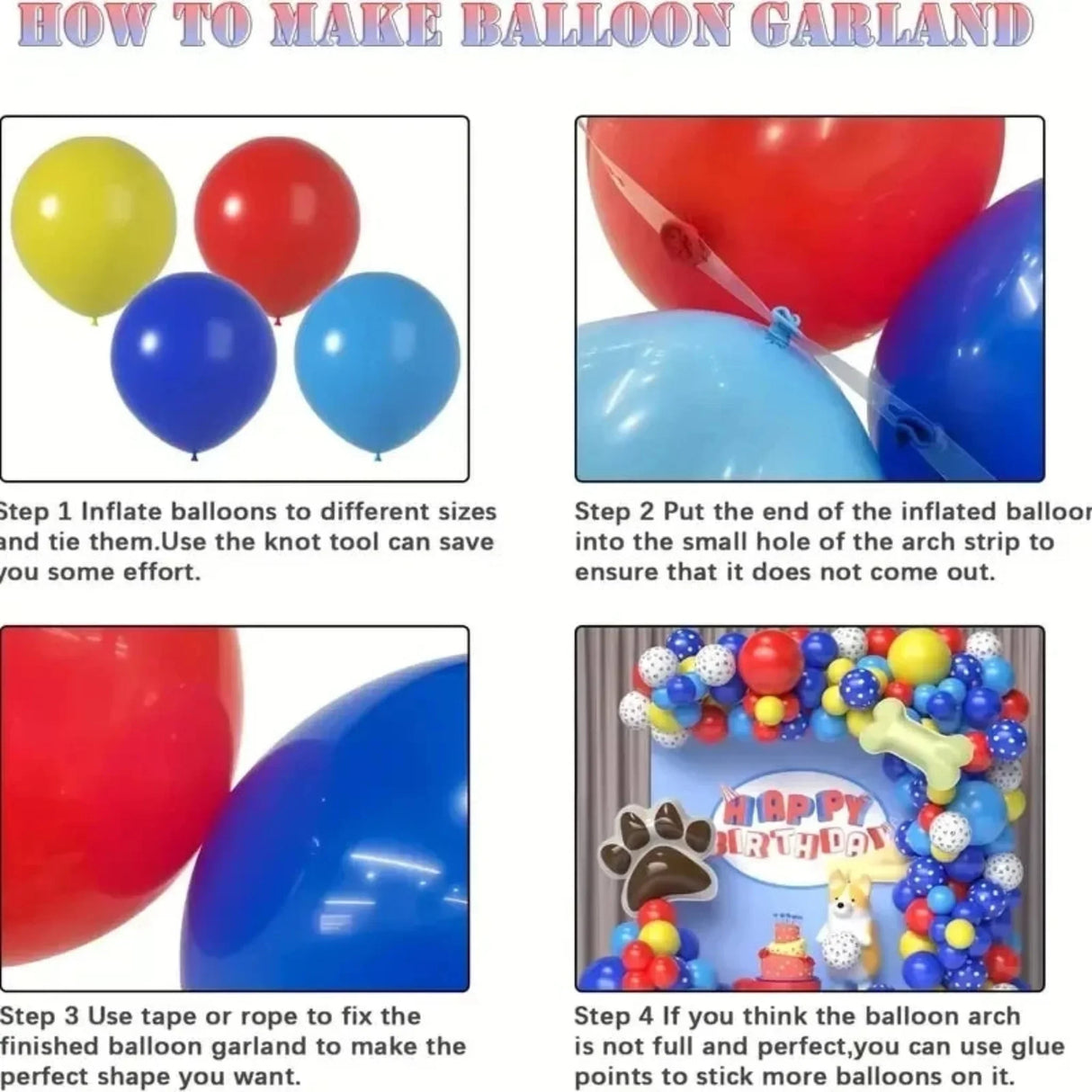 118Pcs A set of dog paw printed balloon wreath set, red, blue latex balloon patrol theme party for boys and girls' birthdays