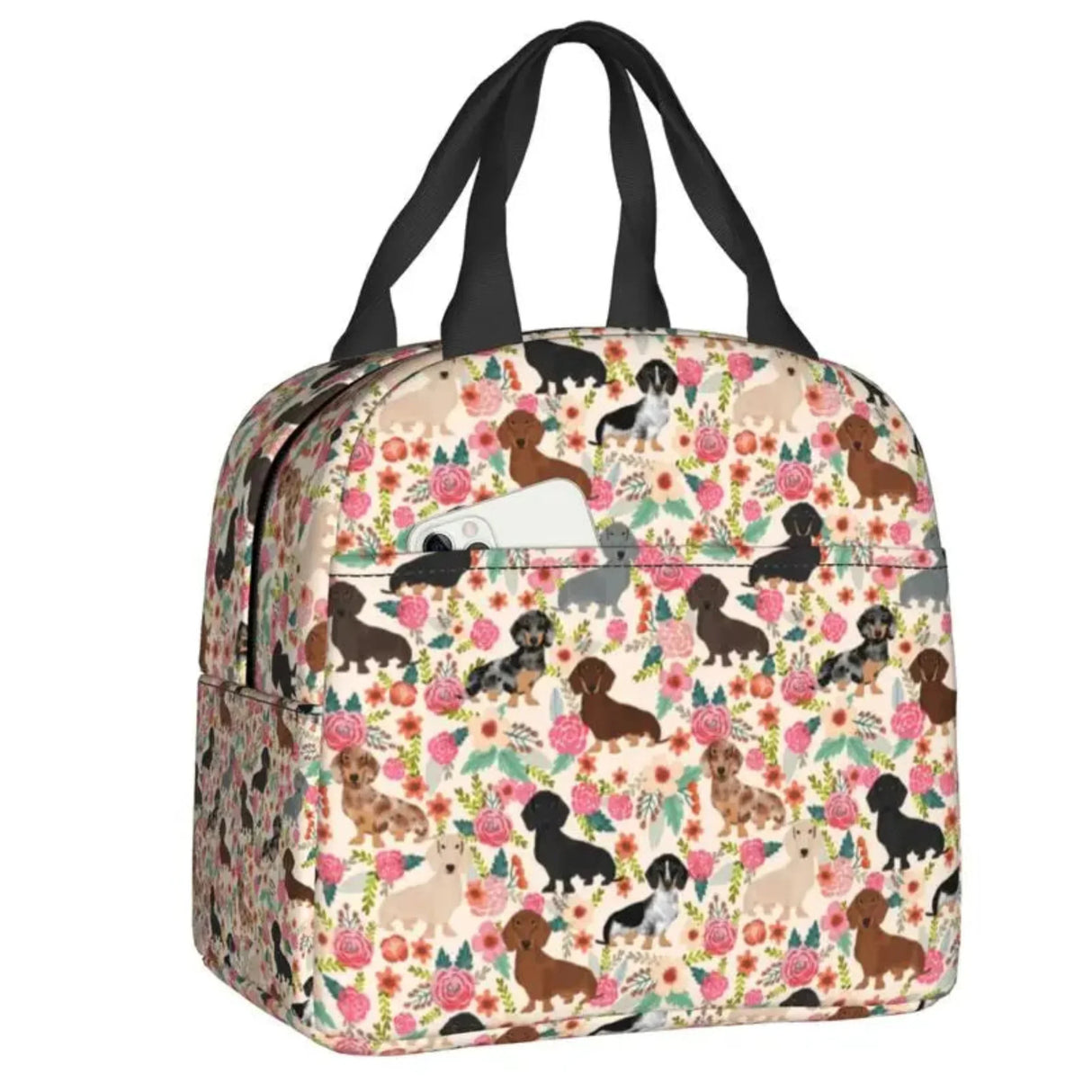 Kawaii Dachshund Dogs Insulated Lunch Tote Bag for Women Wiener Sausage Dog Portable Cooler Thermal Bento Box Work School Travel