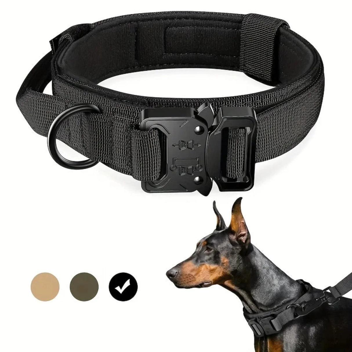 Medium and Large Breed Dog Collar Leash Set - Adjustable, Ergonomic Control Handle, Durable Heavy Metal Buckle - Ideal for Train