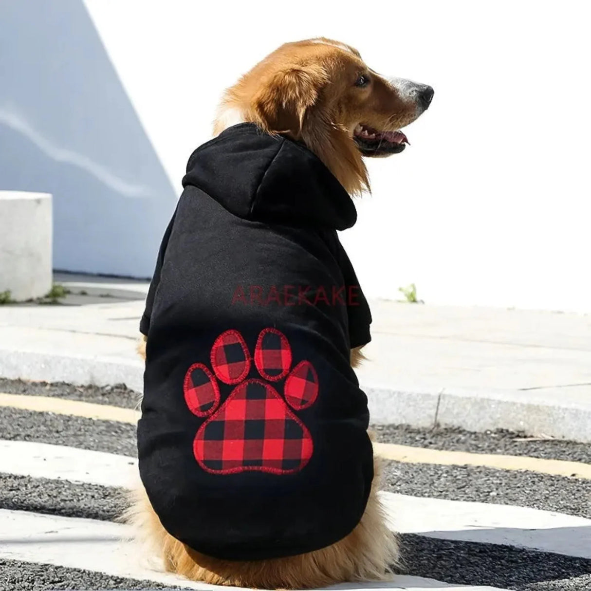 Pet autumn and winter love plaid hoodie for small, medium and large dogs,  cats, clothes