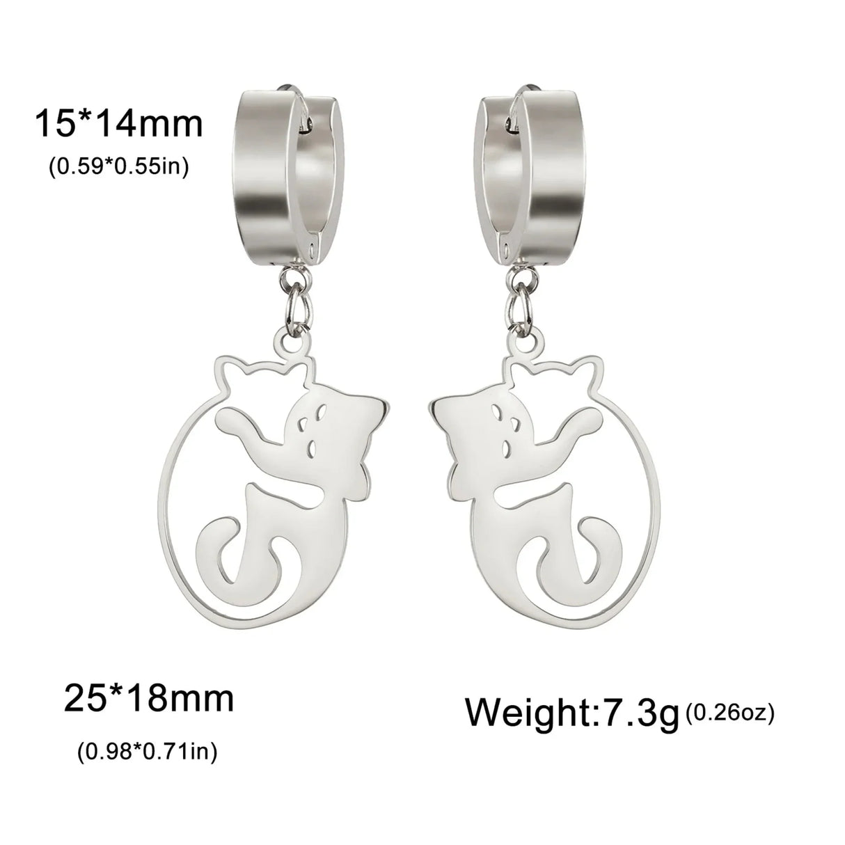 Unift Cute Hugging Cat Earrings for Women Girl Stainless Steel Drop Earrings Fashion Lovely Animal Jewelry Pet Kitten Lover Gift