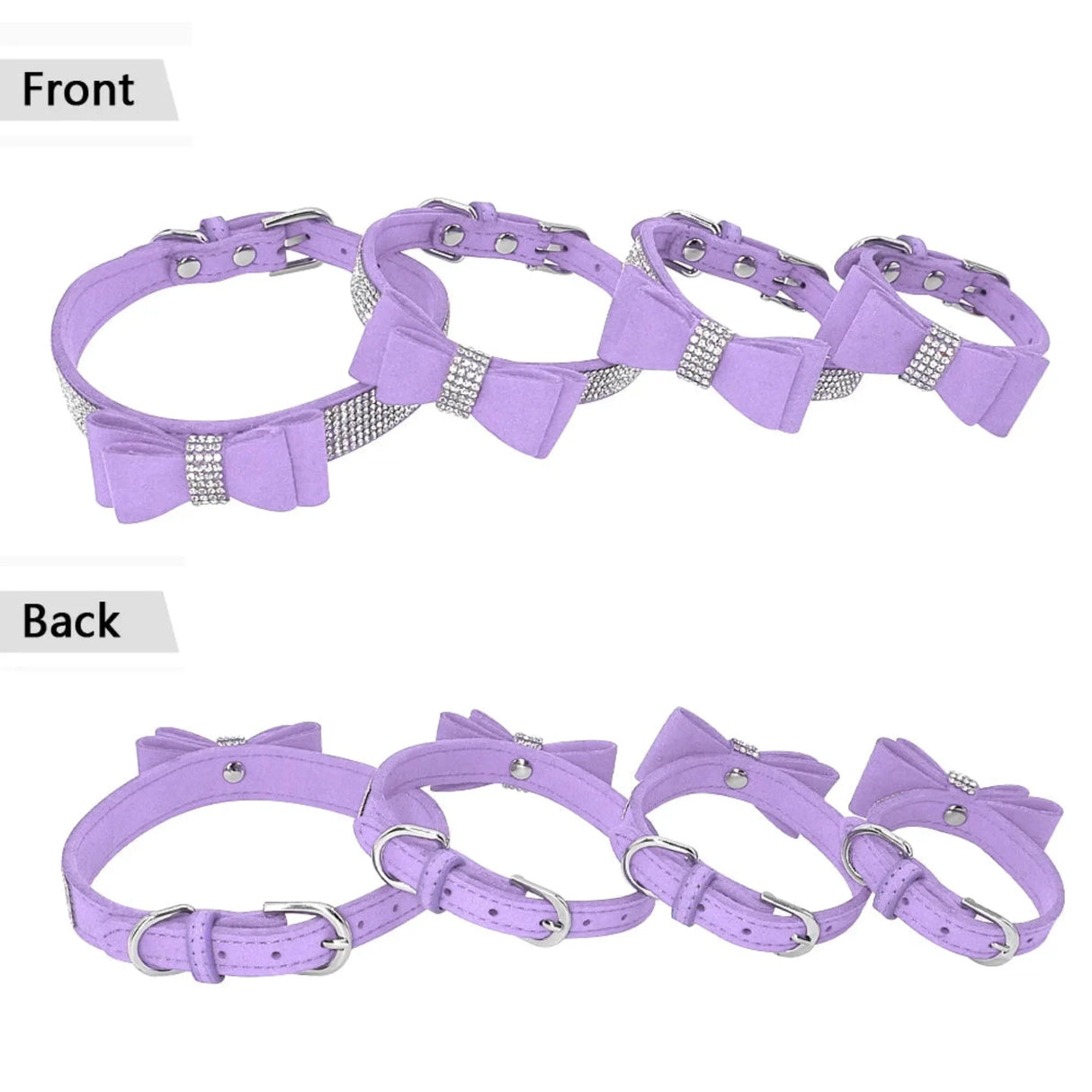 Small Medium Bling Rhinestone Suede Leather Bowknot Accessories Dog Collar Adjustable Pet Puppy Kitten Pug Necklace Collars