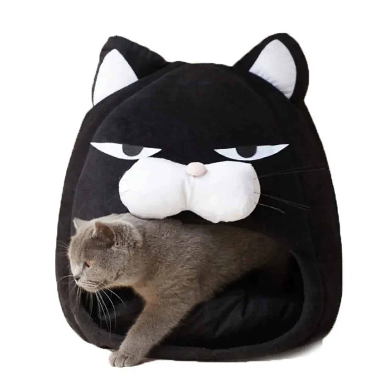Foldable Cat House Soft Pet Nest With Cushion Cute Cartoon House for Cats Dogs Warm Puppy Kennel Kitten Cave Mat Cat Accessories