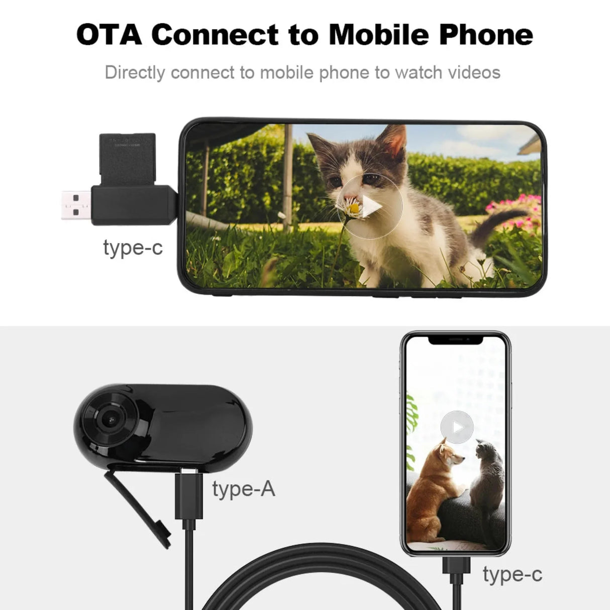 HD 1080P Wireless Collar Camera No WiFi Needed Dog Cat Pet Camera Collar Sport/Action Camera Video Records with 32G Card for Cat