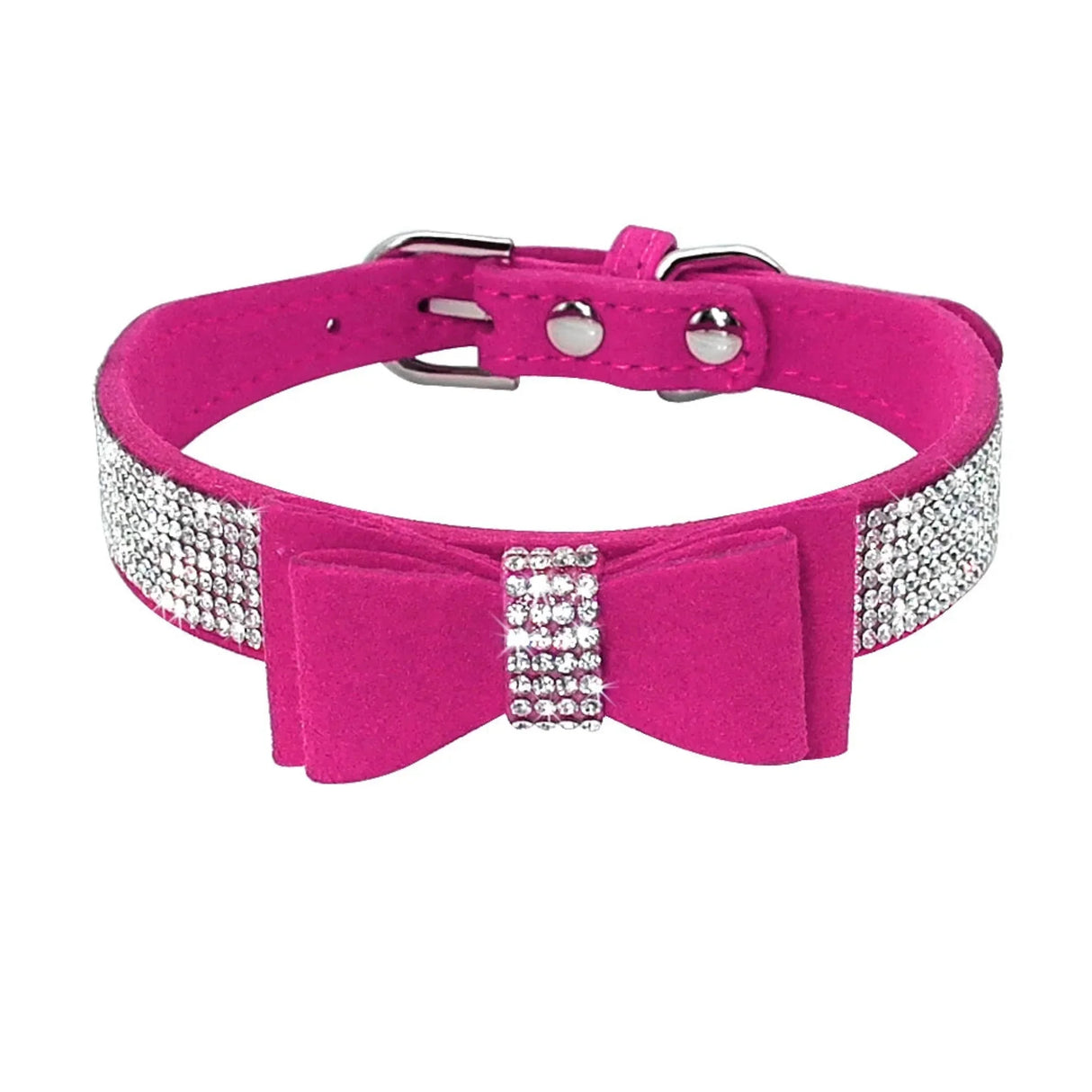 Small Medium Bling Rhinestone Suede Leather Bowknot Accessories Dog Collar Adjustable Pet Puppy Kitten Pug Necklace Collars