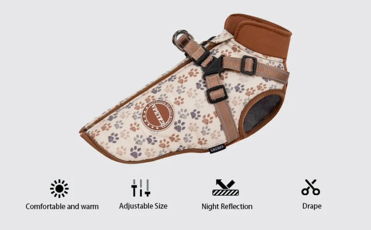 Dog Coat for Medium Dogs,Waterproof Dog Winter Jacket with Harness Built in Puppy Cold Weather Coats Reflective Pet Vest