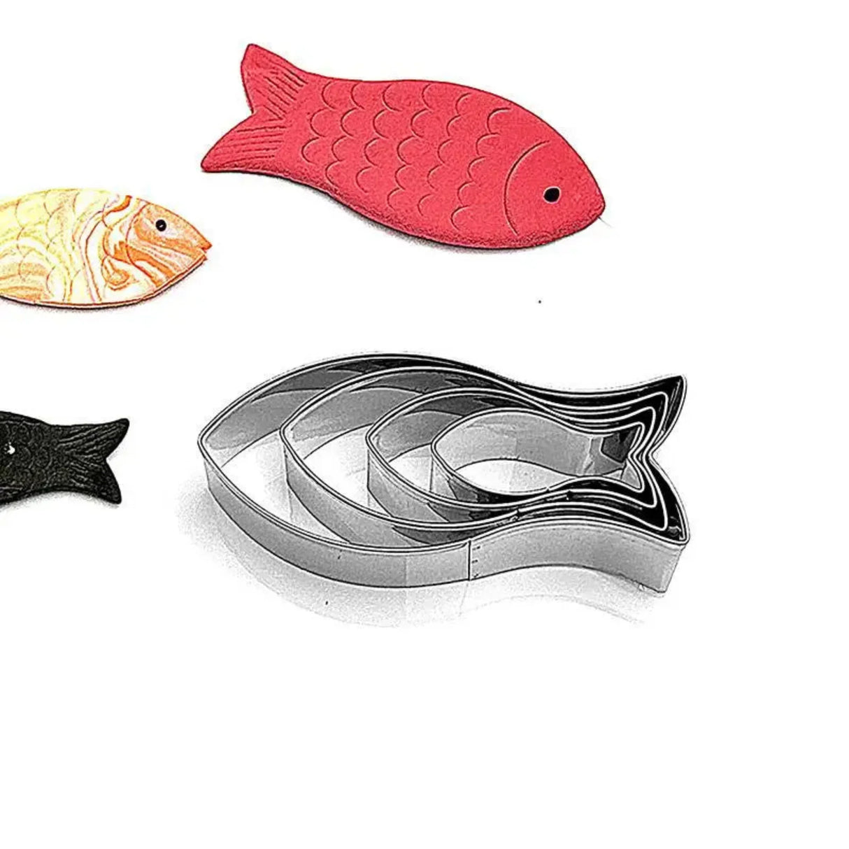 4pcs Fish Cookware Stainless Steel Biscuit Mold Cookie Cutter Fondant Cake Decorating Tools