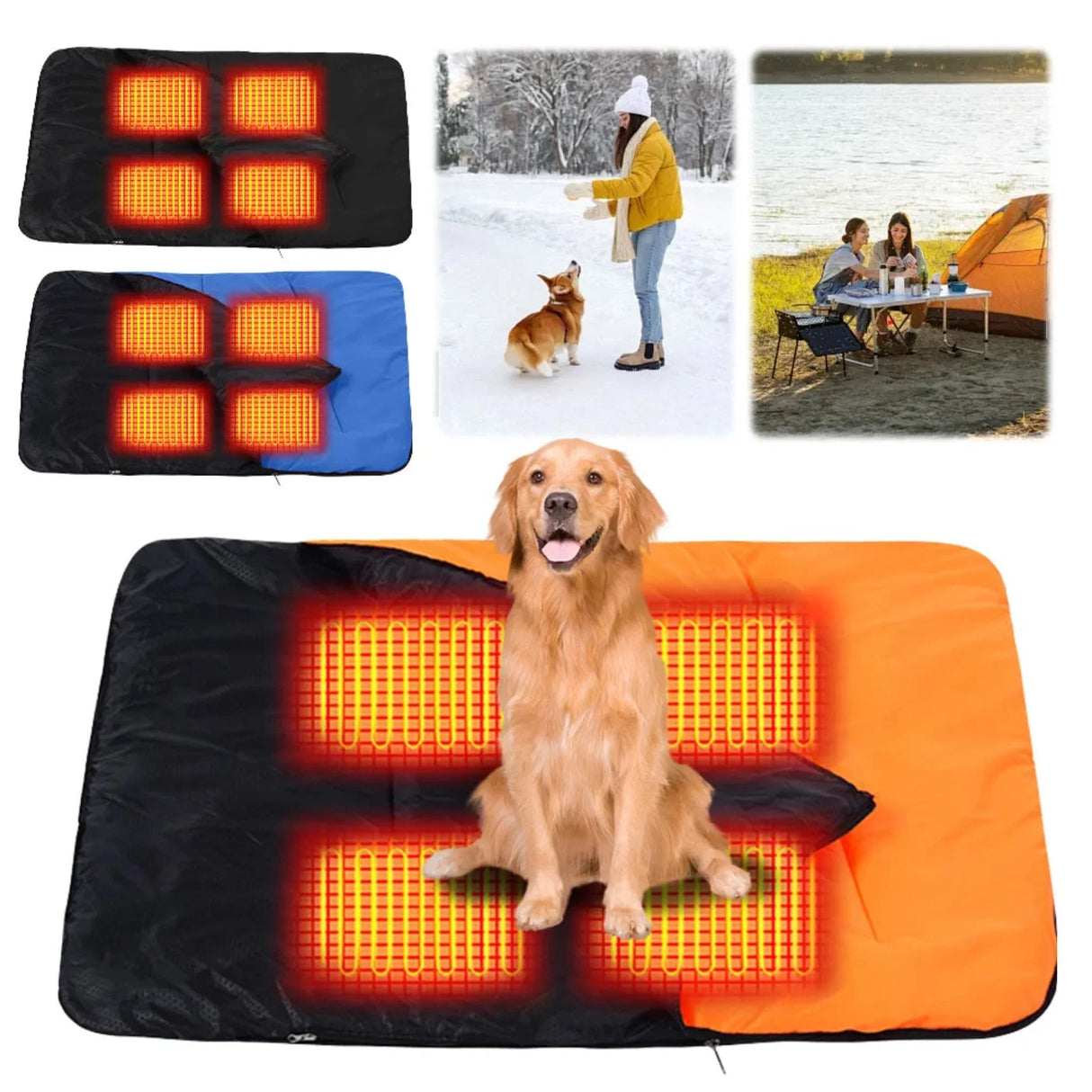 Electric Heated Pet Sleeping Bag Waterproof Heating Dog Sleeping Bag 3 Levels Heated Warming Cat Sleeping Bag for Indoor Outdoor