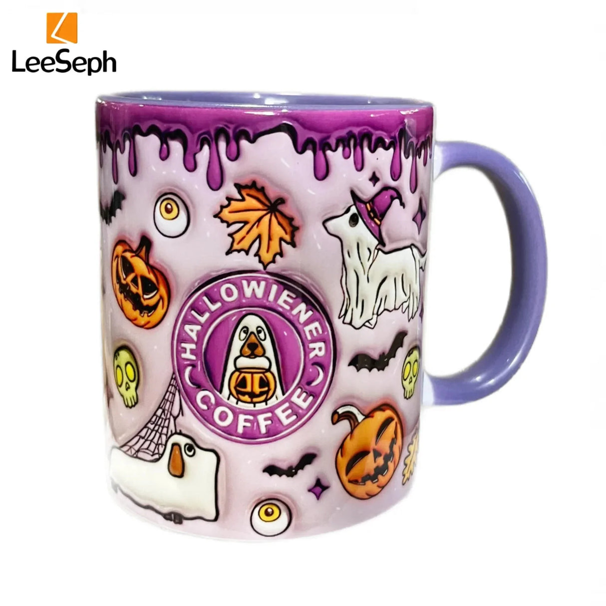 Leeseph Halloween Mug, Trick or Treat Halloween Pumpkin Cute Ghost Ceramic Coffee Mug, Coffee Lover Halloween Decor Gift