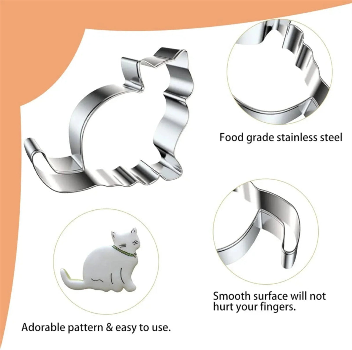 LMETJMA 9Pcs Cute Cat Shaped Cookie Cutter Set Stainless Steel Cat Cookie Biscuits Cutter Molds DIY Baking Fondant Cutter JT382