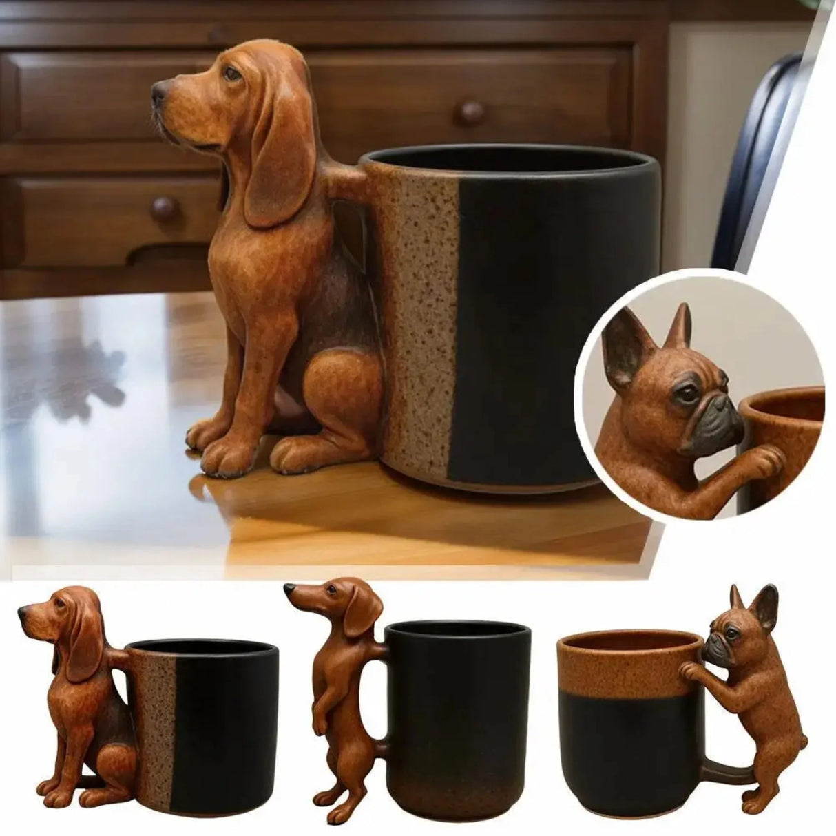 Cute Dog Handle Ceramic Mug Large Capacity Creative Dog Handle Coffee Cup Mug Gift Home Decoration