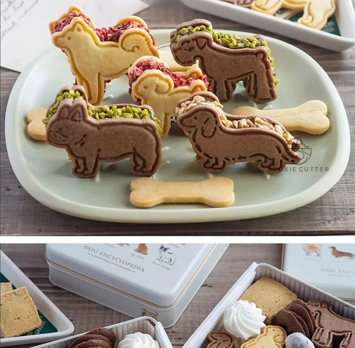 5Pcs/Set Dog Cookie Cutter Mold Cute Puppy Biscuit Stamp Embossers 3D Pastry Nut Jam Sandwich Cookie Hand Pressed Baking Items